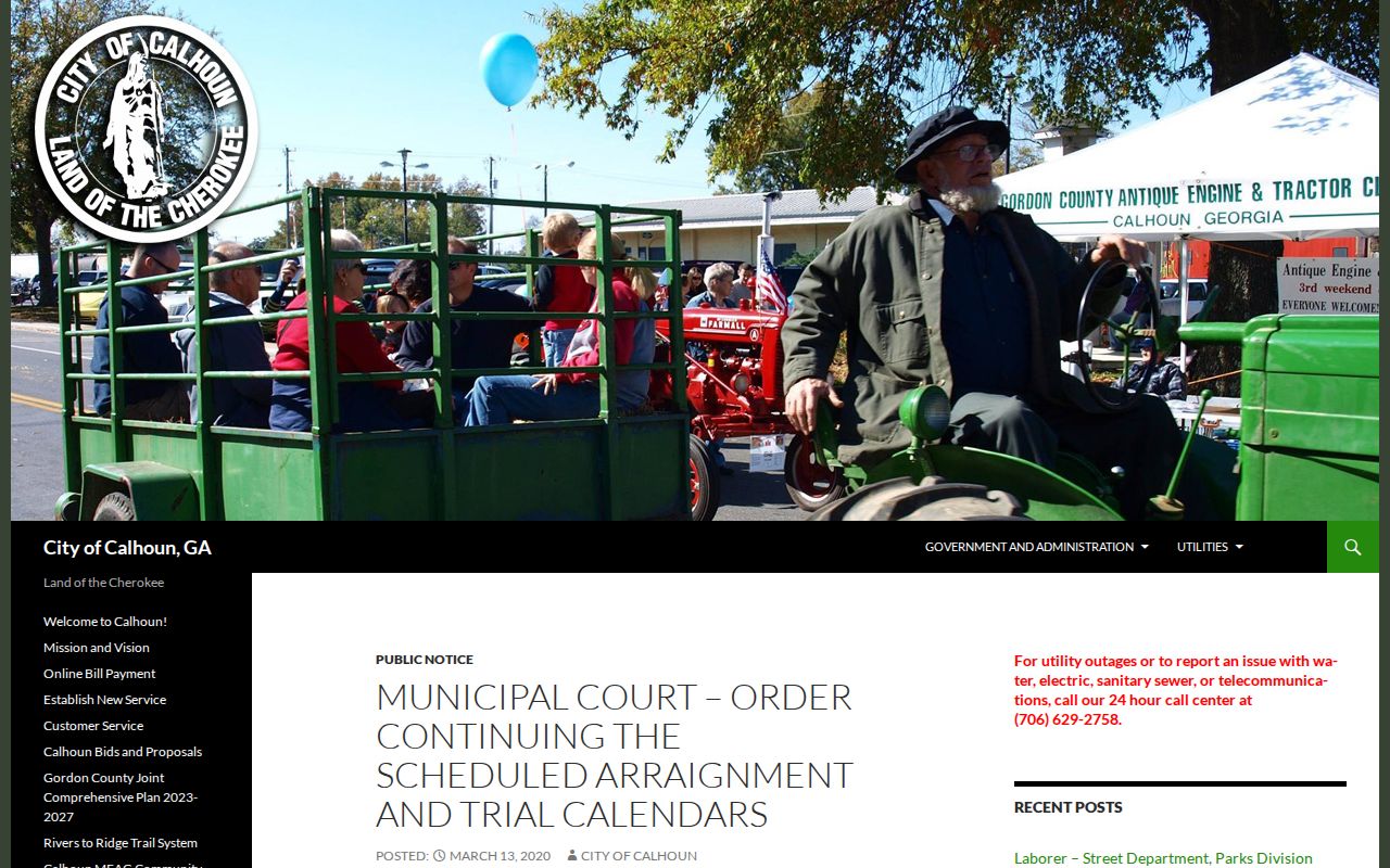 Calhoun criminal history municipal court records page
