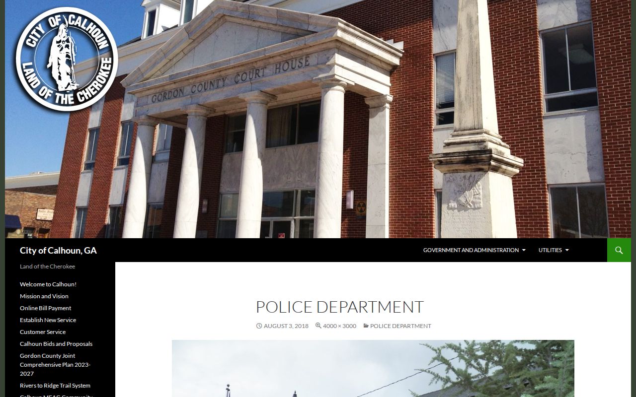 Calhoun criminal history police department records page