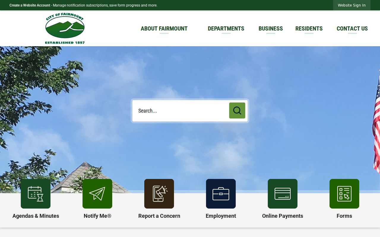 Official Fairmount city website for municipal records contacts