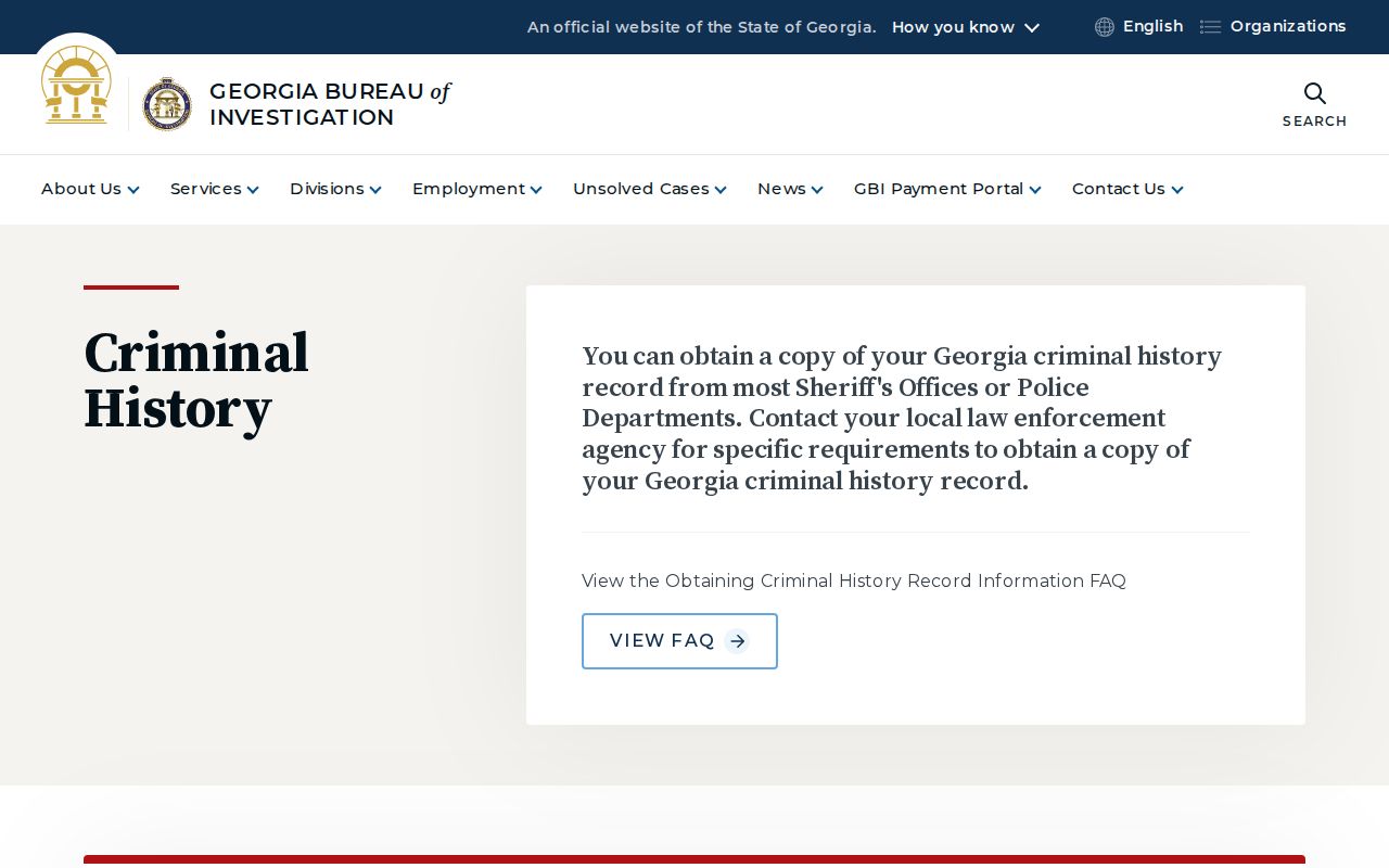 Gordon County criminal history guidance from the Georgia Bureau of Investigation