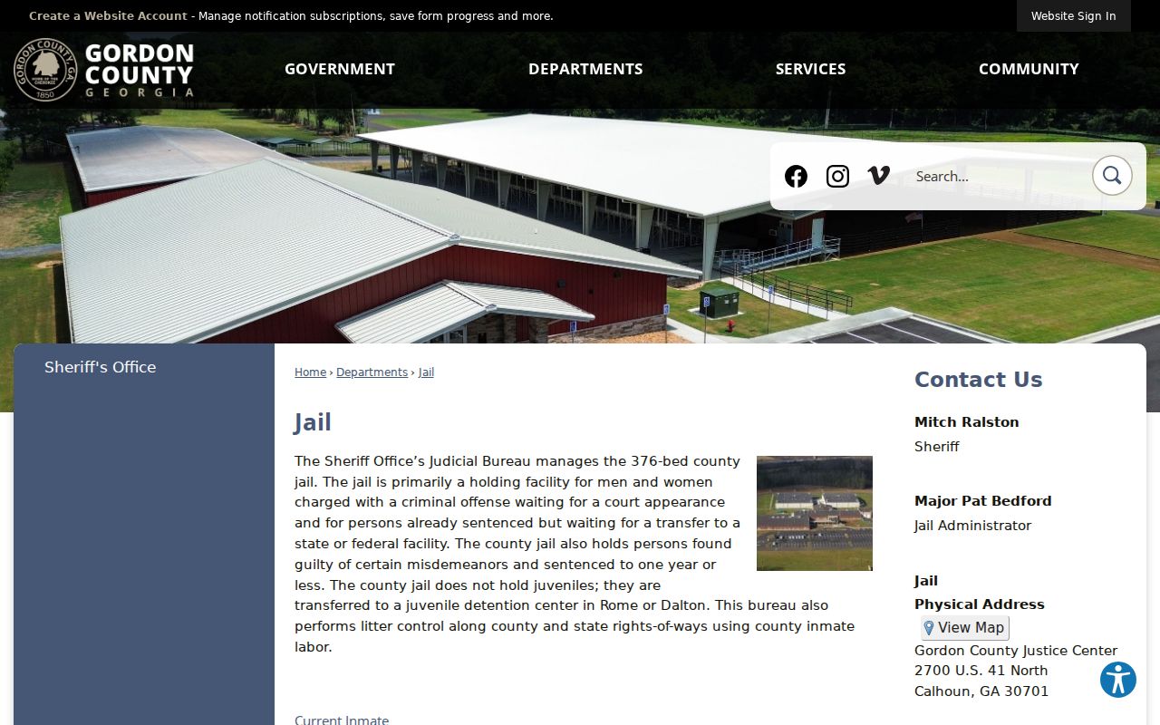 Gordon County criminal history jail and current inmate entry