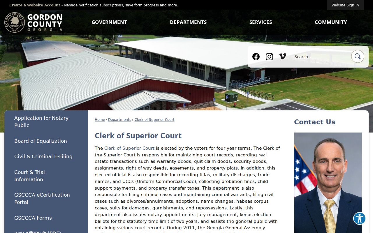 Gordon County criminal records at the Superior Court Clerk