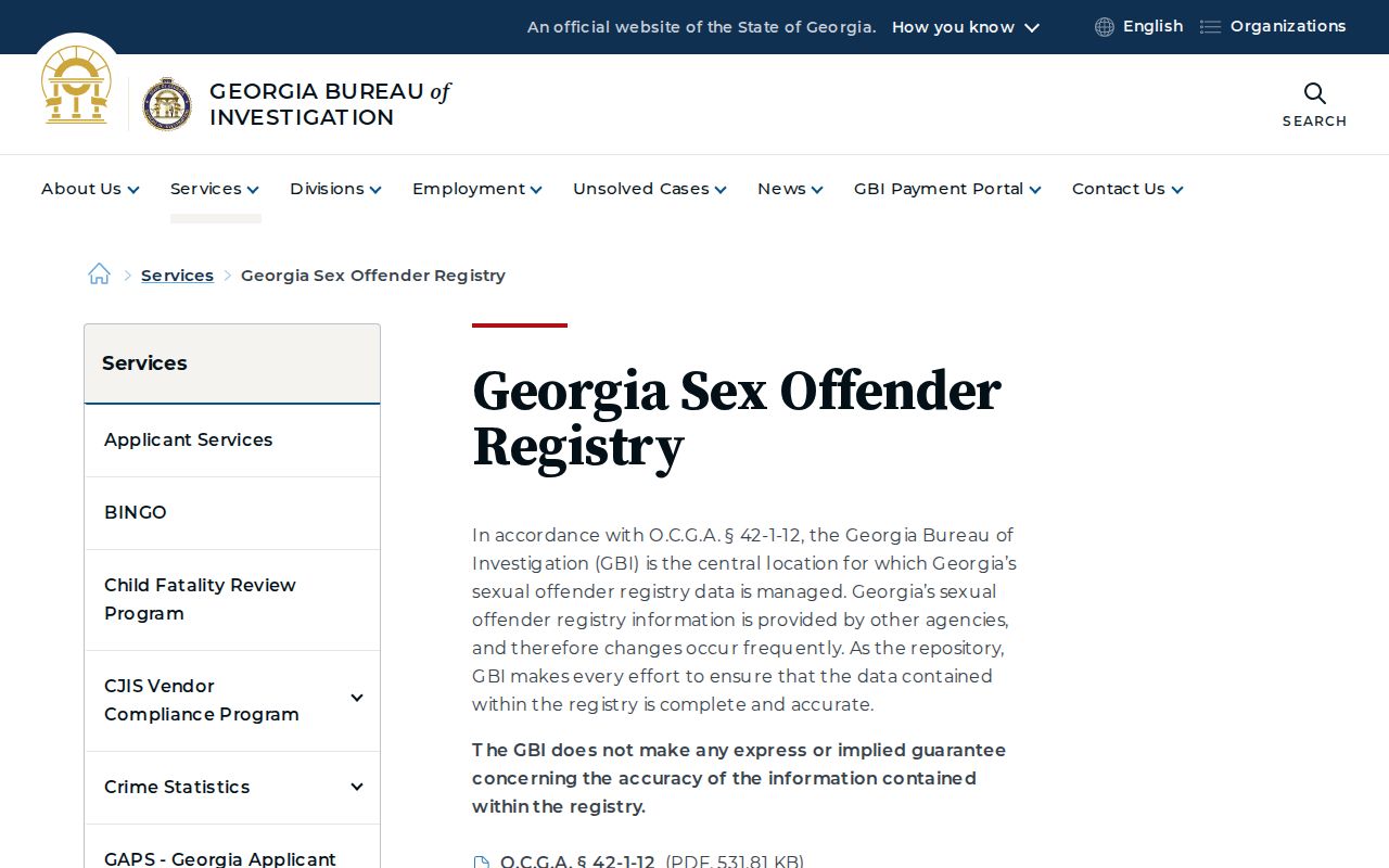 Gordon County sex offender check through the Georgia registry program