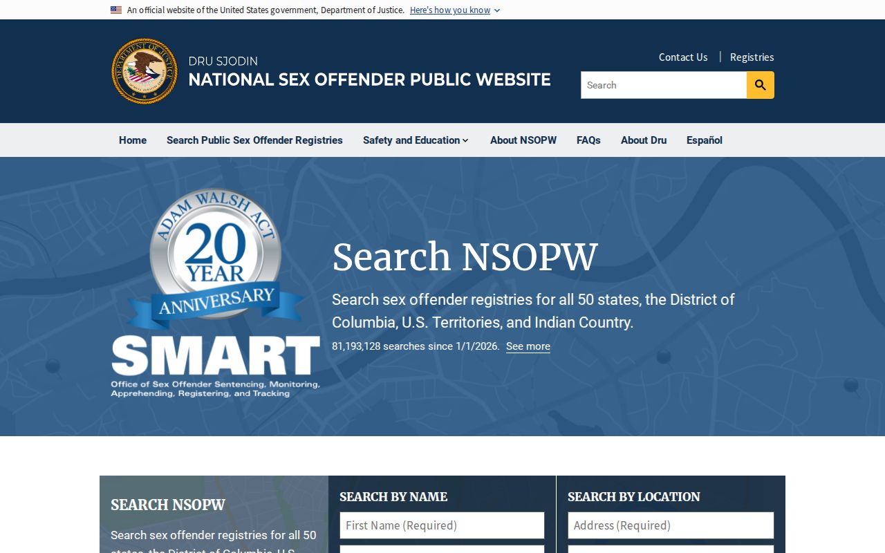 National registry layer for a Gordon County sex offender search